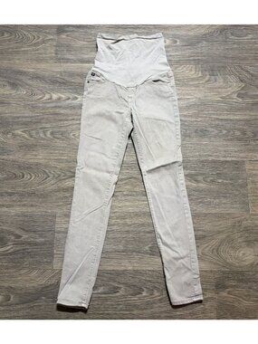 AG Adriano Goldschmied Light Gray Maternity Skinny Jeans 27 Full Panel Pants